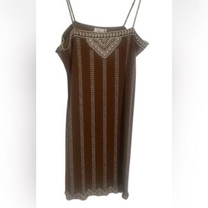 M.S.S.P Brown Patterned Slip Women's Dress Sz L